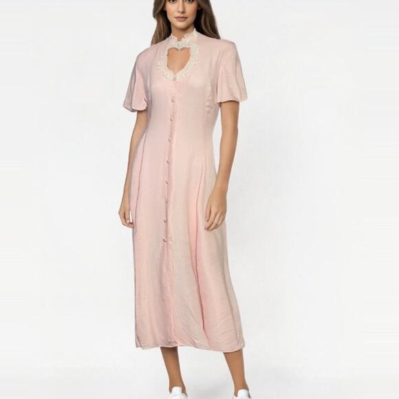 Vintage Dresses & Skirts - Jody California Vintage Midi Length Pink Dress Size 7